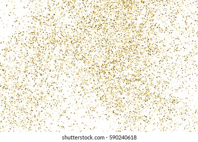 Gold glitter texture isolated on white. Amber color background. Golden explosion of confetti. Vector illustration,eps 10.