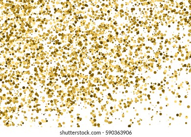Gold glitter texture isolated on white. Amber color background. Golden explosion of confetti. Vector illustration,eps 10.