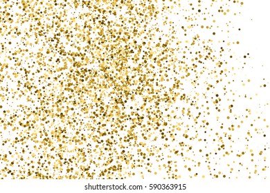 Gold glitter texture isolated on white. Amber color background. Golden explosion of confetti. Vector illustration,eps 10.