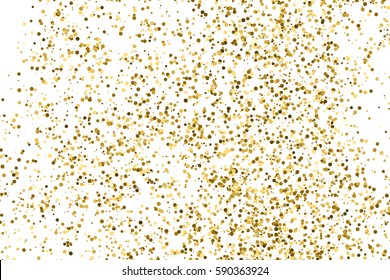 Gold glitter texture isolated on white. Amber color background. Golden explosion of confetti. Vector illustration,eps 10.