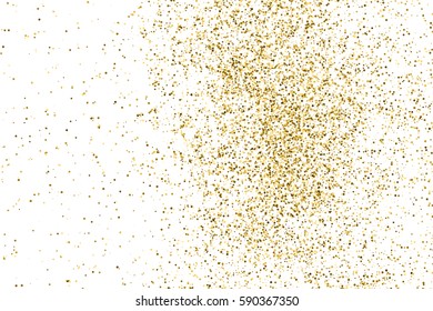 Gold glitter texture isolated on white. Amber color background. Golden explosion of confetti. Vector illustration,eps 10.