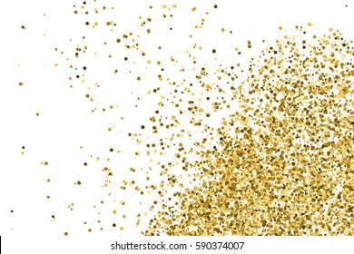 Gold glitter texture isolated on white. Amber color background. Golden explosion of confetti. Vector illustration,eps 10.