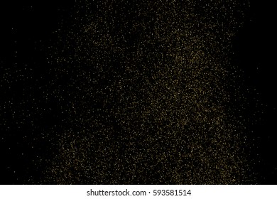 Gold glitter texture isolated on black. Amber particles color. Celebratory background. Golden explosion of confetti. Vector illustration,eps 10