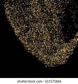Gold glitter texture isolated on black. Amber particles color. Celebratory background. Golden explosion of confetti. Vector illustration,eps 10.