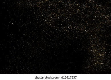 Gold glitter texture isolated on black. Amber particles color. Celebratory background. Golden explosion of confetti. Vector illustration,eps 10.