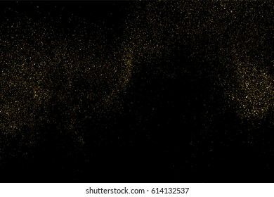 Gold glitter texture isolated on black. Amber particles color. Celebratory background. Golden explosion of confetti. Vector illustration,eps 10.