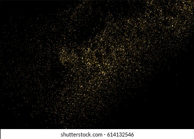 Gold glitter texture isolated on black. Amber particles color. Celebratory background. Golden explosion of confetti. Vector illustration,eps 10.