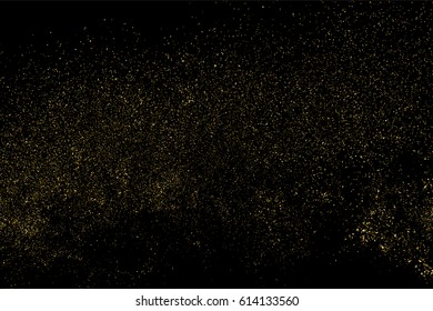 Gold glitter texture isolated on black. Amber particles color. Celebratory background. Golden explosion of confetti. Vector illustration,eps 10.
