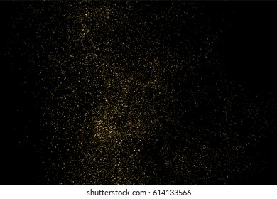 Gold glitter texture isolated on black. Amber particles color. Celebratory background. Golden explosion of confetti. Vector illustration,eps 10.