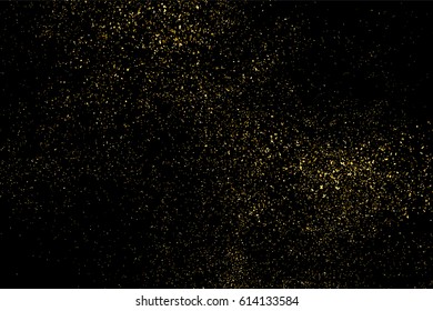 Gold glitter texture isolated on black. Amber particles color. Celebratory background. Golden explosion of confetti. Vector illustration,eps 10.
