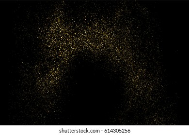 Gold glitter texture isolated on black. Amber particles color. Celebratory background. Golden explosion of confetti. Vector illustration,eps 10.