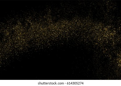 Gold glitter texture isolated on black. Amber particles color. Celebratory background. Golden explosion of confetti. Vector illustration,eps 10.