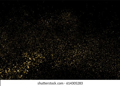 Gold glitter texture isolated on black. Amber particles color. Celebratory background. Golden explosion of confetti. Vector illustration,eps 10.