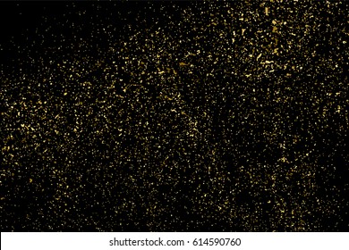 Gold glitter texture isolated on black. Amber particles color. Celebratory background. Golden explosion of confetti. Vector illustration,eps 10.