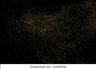 Gold glitter texture isolated on black. Amber particles color. Celebratory background. Golden explosion of confetti. Vector illustration,eps 10.