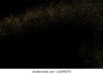 Gold glitter texture isolated on black. Amber particles color. Celebratory background. Golden explosion of confetti. Vector illustration,eps 10.