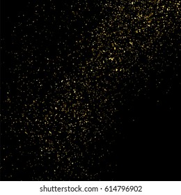 Gold glitter texture isolated on black square. Amber particles color. Celebratory background. Golden explosion of confetti. Vector illustration,eps 10.