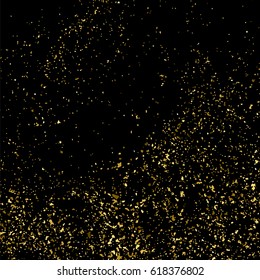 Gold glitter texture isolated on black square. Amber particles color. Celebratory background. Golden explosion of confetti. Vector illustration,eps 10.