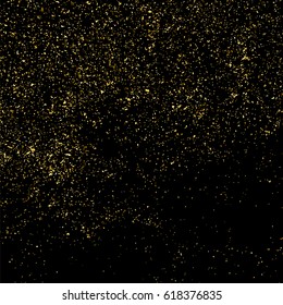 Gold glitter texture isolated on black square. Amber particles color. Celebratory background. Golden explosion of confetti. Vector illustration,eps 10.