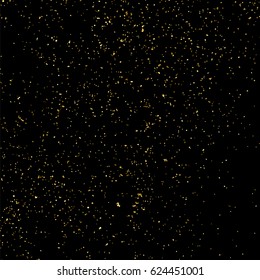 Gold glitter texture isolated on black square. Amber particles color. Celebratory background. Golden explosion of confetti. Vector illustration,eps 10.