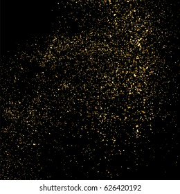 Gold glitter texture isolated on black square. Amber particles color. Celebratory background. Golden explosion of confetti. Vector illustration,eps 10.