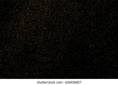 Gold glitter texture isolated on black. Amber particles color. Celebratory background. Golden explosion of confetti. Vector illustration,eps 10.