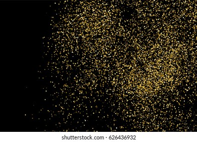 Gold glitter texture isolated on black. Amber particles color. Celebratory background. Golden explosion of confetti. Vector illustration,eps 10.