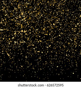 Gold glitter texture isolated on black square. Amber particles color. Celebratory background. Golden explosion of confetti. Vector illustration,eps 10.