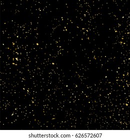 Gold glitter texture isolated on black square. Amber particles color. Celebratory background. Golden explosion of confetti. Vector illustration,eps 10.