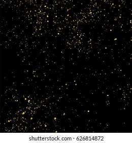 Gold glitter texture isolated on black square. Amber particles color. Celebratory background. Golden explosion of confetti. Vector illustration,eps 10.