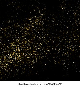 Gold glitter texture isolated on black square. Amber particles color. Celebratory background. Golden explosion of confetti. Vector illustration,eps 10.