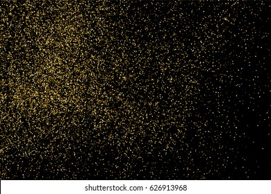 Gold glitter texture isolated on black. Amber particles color. Celebratory background. Golden explosion of confetti. Vector illustration,eps 10.