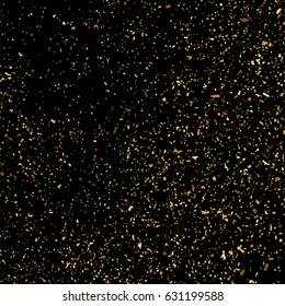 Gold glitter texture isolated on black square. Amber particles color. Celebratory background. Golden explosion of confetti. Vector illustration,eps 10.