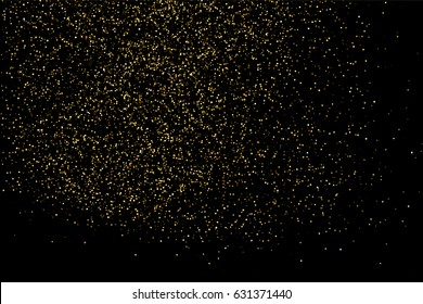 Gold glitter texture isolated on black. Amber particles color. Celebratory background. Golden explosion of confetti. Vector illustration,eps 10.