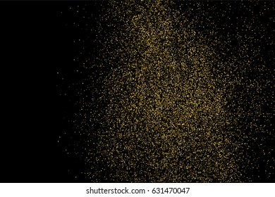 Gold glitter texture isolated on black. Amber particles color. Celebratory background. Golden explosion of confetti. Vector illustration,eps 10.