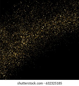 Gold glitter texture isolated on black square. Amber particles color. Celebratory background. Golden explosion of confetti. Vector illustration,eps 10.