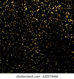 Gold glitter texture isolated on black square. Amber particles color. Celebratory background. Golden explosion of confetti. Vector illustration,eps 10.