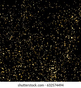 Gold glitter texture isolated on black square. Amber particles color. Celebratory background. Golden explosion of confetti. Vector illustration,eps 10.