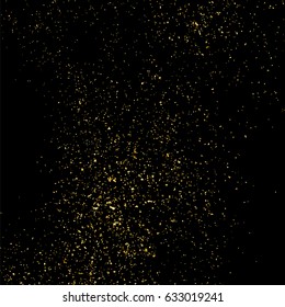Gold glitter texture isolated on black square. Amber particles color. Celebratory background. Golden explosion of confetti. Vector illustration,eps 10.