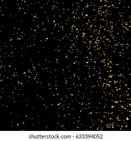 Gold glitter texture isolated on black square. Amber particles color. Celebratory background. Golden explosion of confetti. Vector illustration,eps 10.