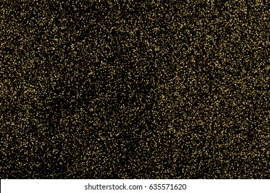 Gold glitter texture isolated on black. Amber particles color. Celebratory background. Golden explosion of confetti. Vector illustration,eps 10.