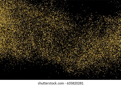 Gold glitter texture isolated on black. Amber particles color. Celebratory background. Golden explosion of confetti. Vector illustration,eps 10.