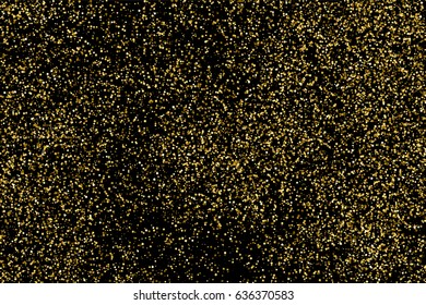 Gold glitter texture isolated on black. Amber particles color. Celebratory background. Golden explosion of confetti. Vector illustration,eps 10.