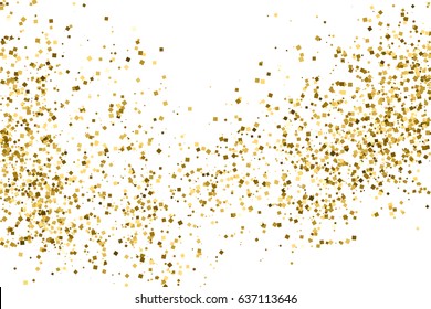 Gold Glitter Texture Isolated On White. Amber Color Background. Golden Explosion Of Confetti. Vector Illustration,eps 10.