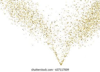 Gold glitter texture isolated on white. Amber color background. Golden explosion of confetti. Vector illustration,eps 10.