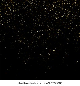 Gold glitter texture isolated on black square. Amber particles color. Celebratory background. Golden explosion of confetti. Vector illustration,eps 10.