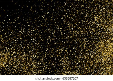 Gold glitter texture isolated on black. Amber particles color. Celebratory background. Golden explosion of confetti. Vector illustration,eps 10.