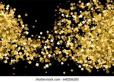 Gold glitter texture isolated on black. Amber particles color. Celebratory background. Golden explosion of confetti. Vector illustration,eps 10.