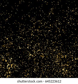 Gold glitter texture isolated on black square. Amber particles color. Celebratory background. Golden explosion of confetti. Vector illustration,eps 10.