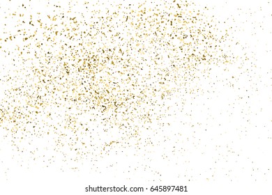 Gold glitter texture isolated on white. Amber particles color. Celebratory background. Golden explosion of confetti. Vector illustration,eps 10.